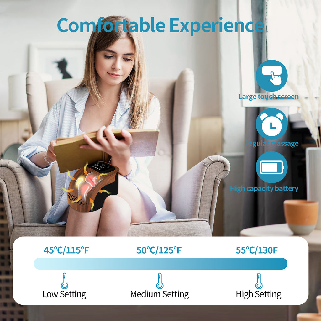 GlowTech France - Intelligent Home Use Electric Intelligent Kneading Heating Knee Massager Rechargeable Pain Relief Infrared Laser Vibration Knee Massager